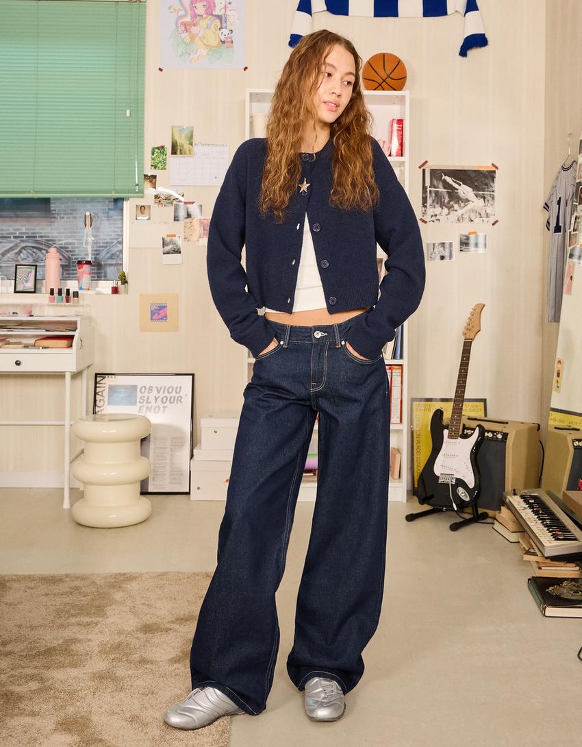 ‘Boyfriend’ stila džinsi-Tumši zils-navy