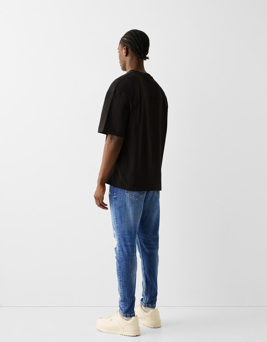 Jeans carrot fit rasgões-Azul-2