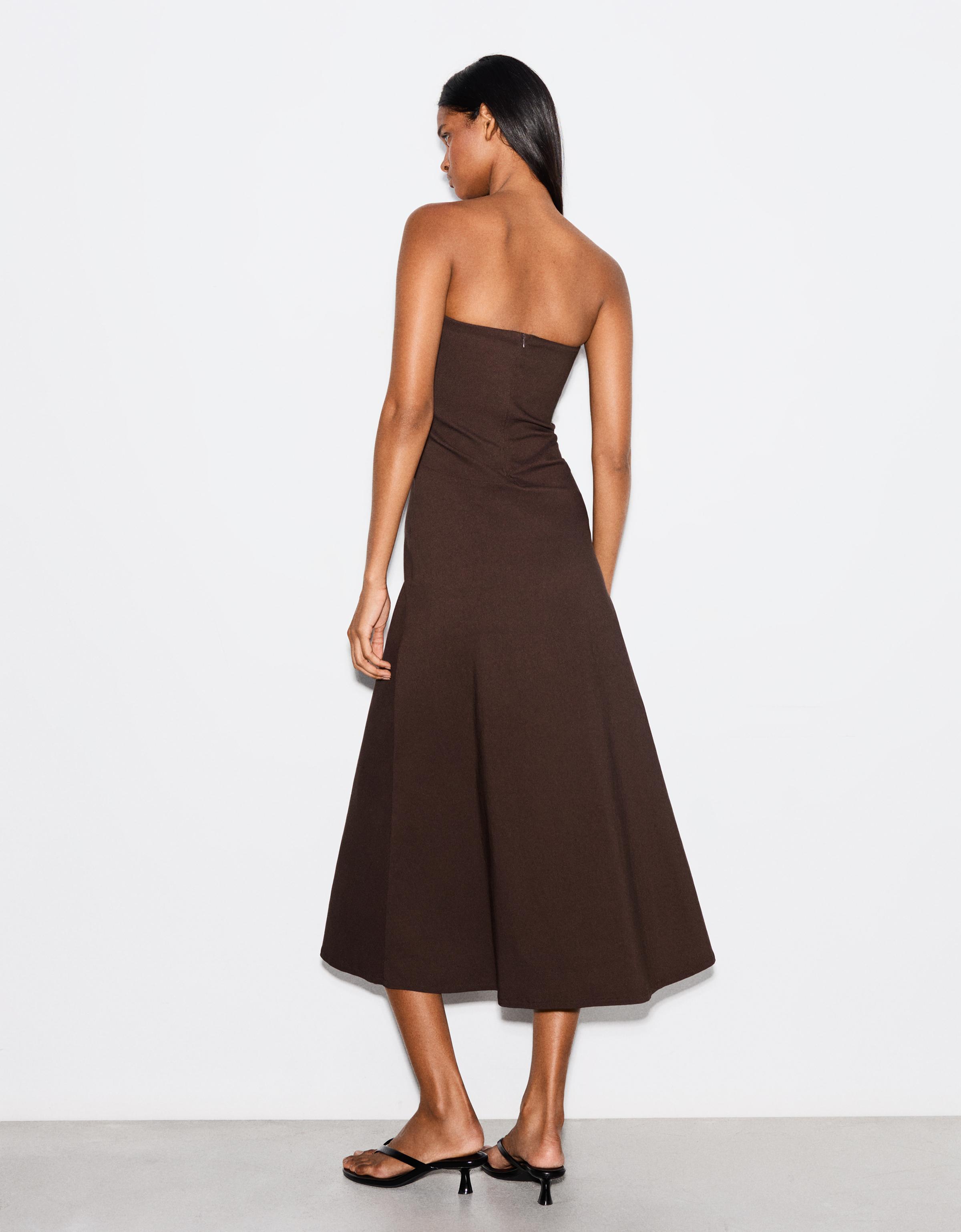 Bandeau midi dress — Brown