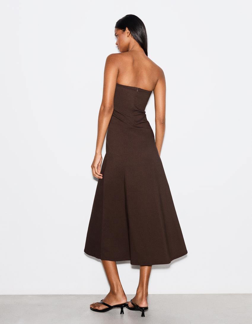 Bandeau midi dress-Brown