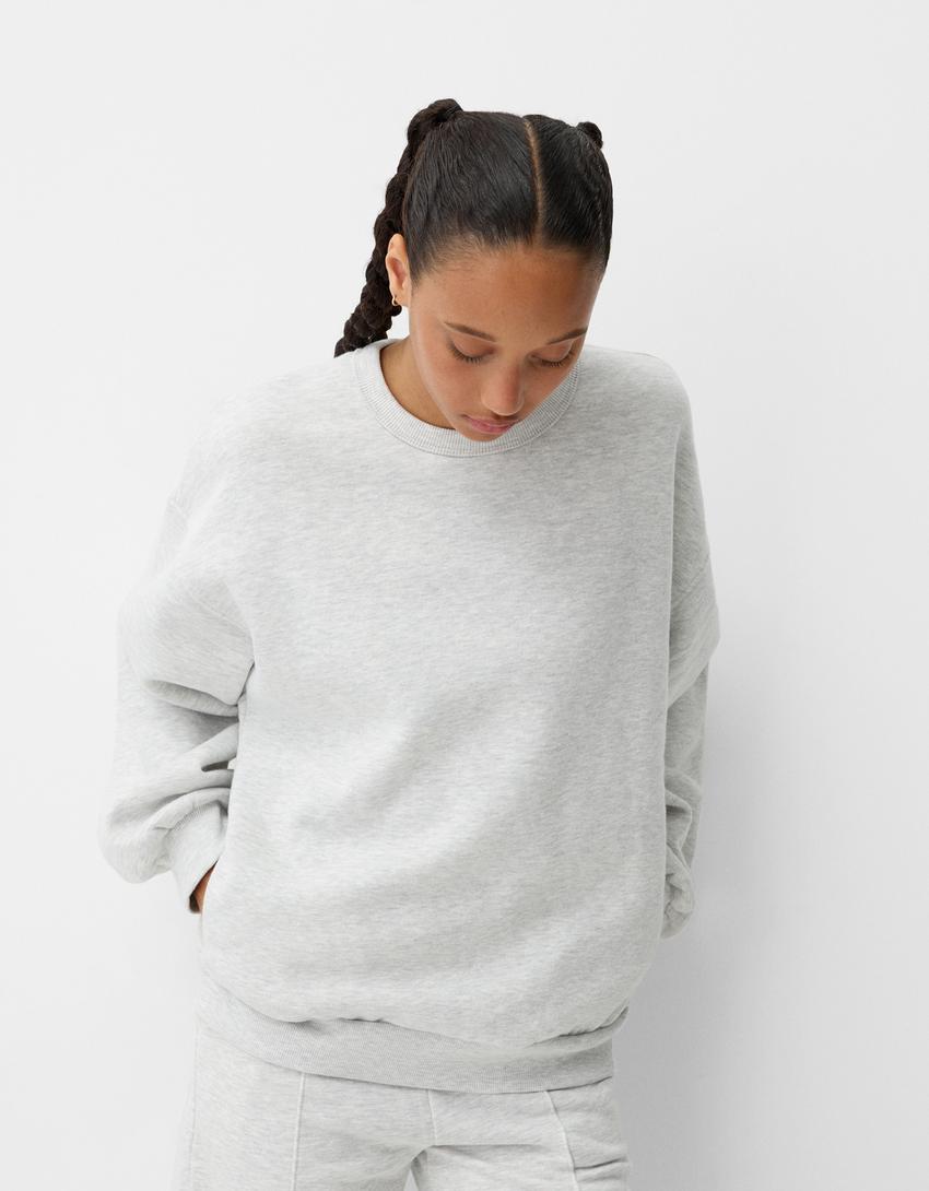 Oversize-Sweatshirt mit Seitentaschen-Grau-0