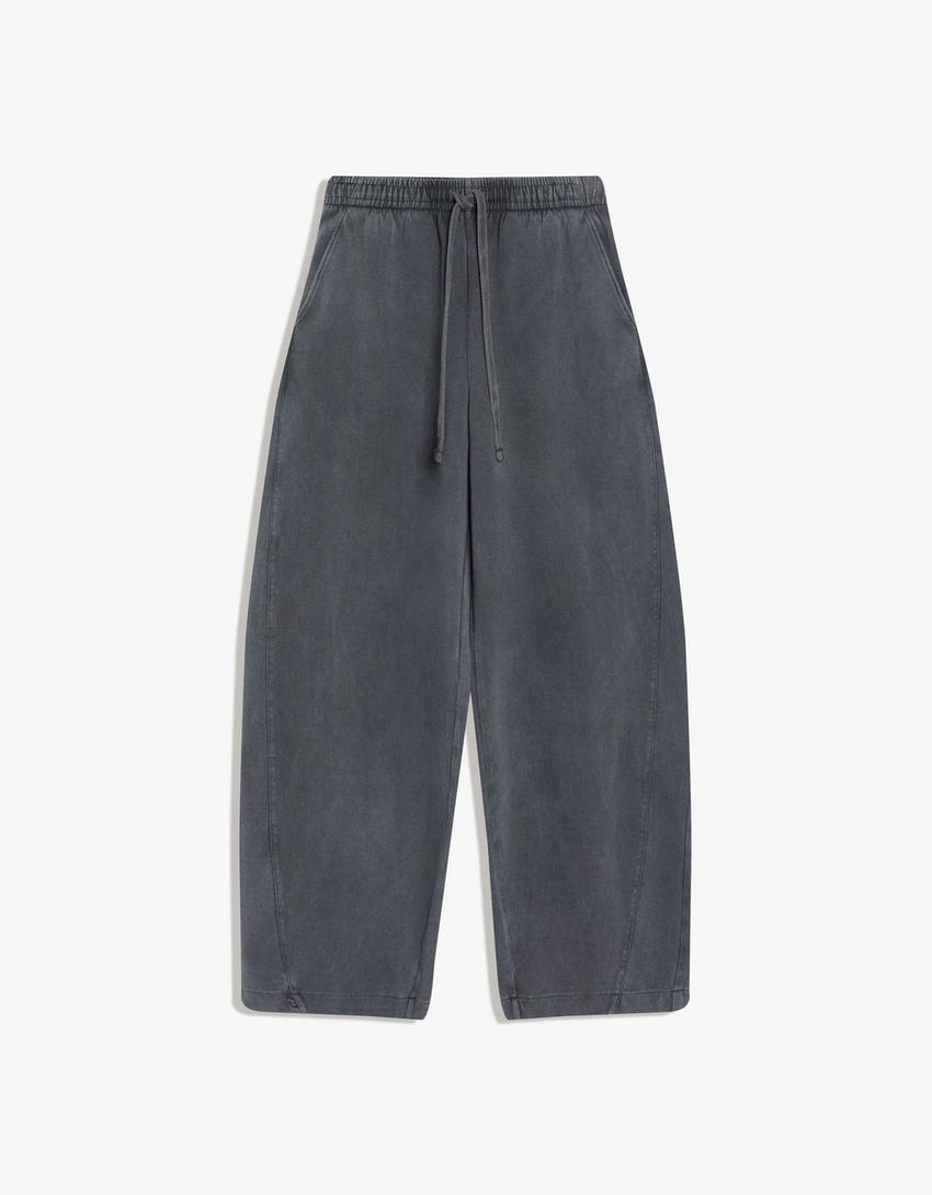 Reguleeritavad barrel-lõikega plüüspüksid-Hall