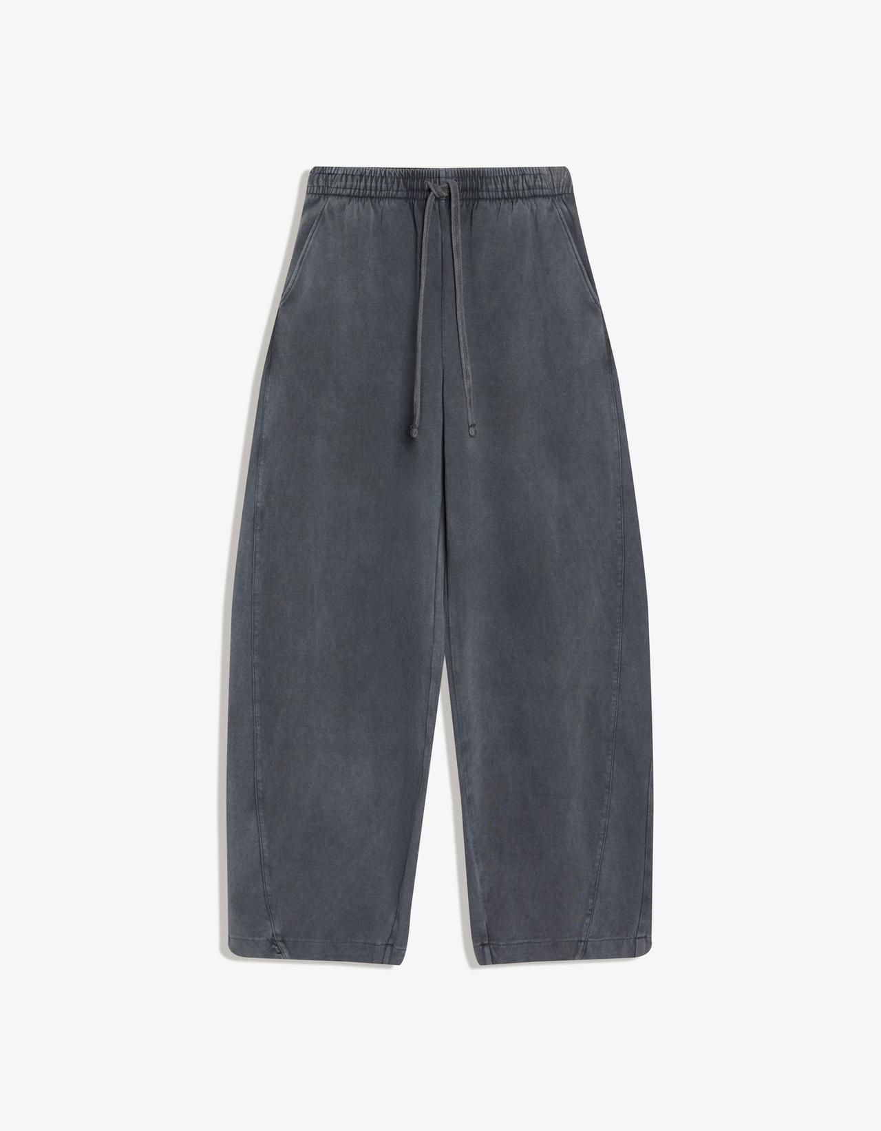 Plush barrel trousers with stoppers — Grey
