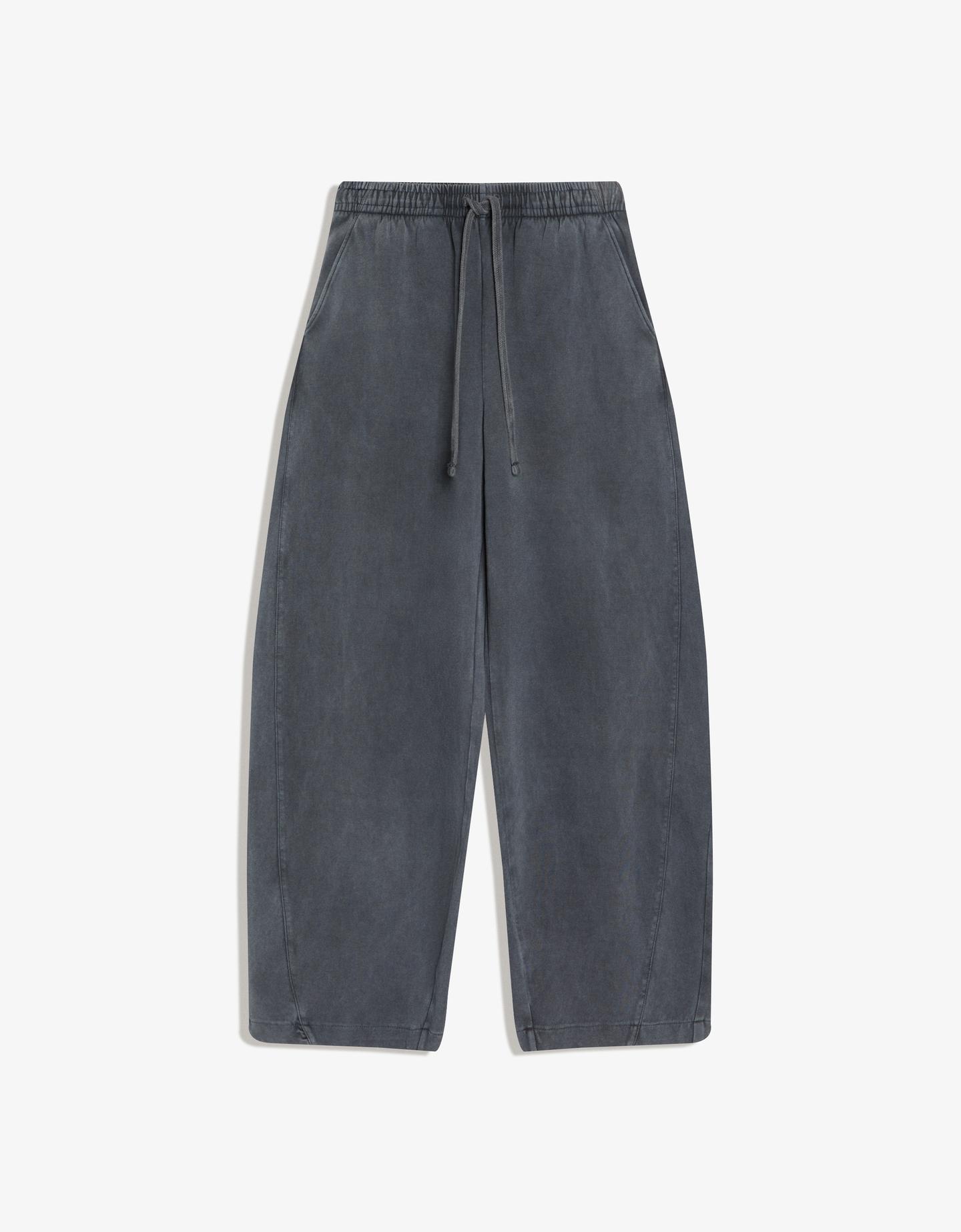 Bershka spodnie o kroju barrel z dzianiny dresowej ze stoperami szary