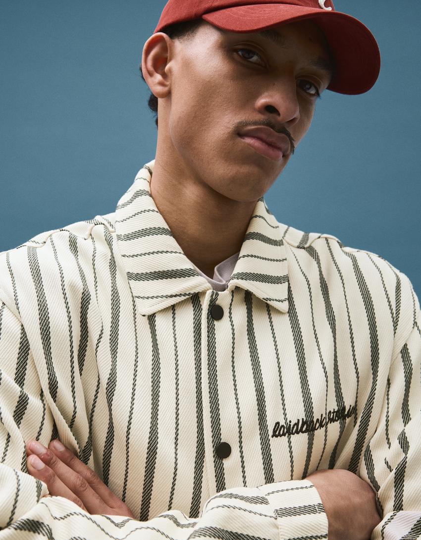 Veste à boutons imprimée-Sable