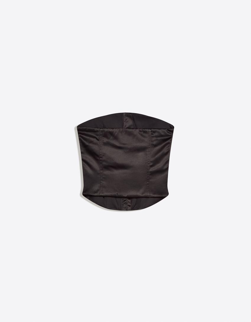 Sateen bustier top-Black