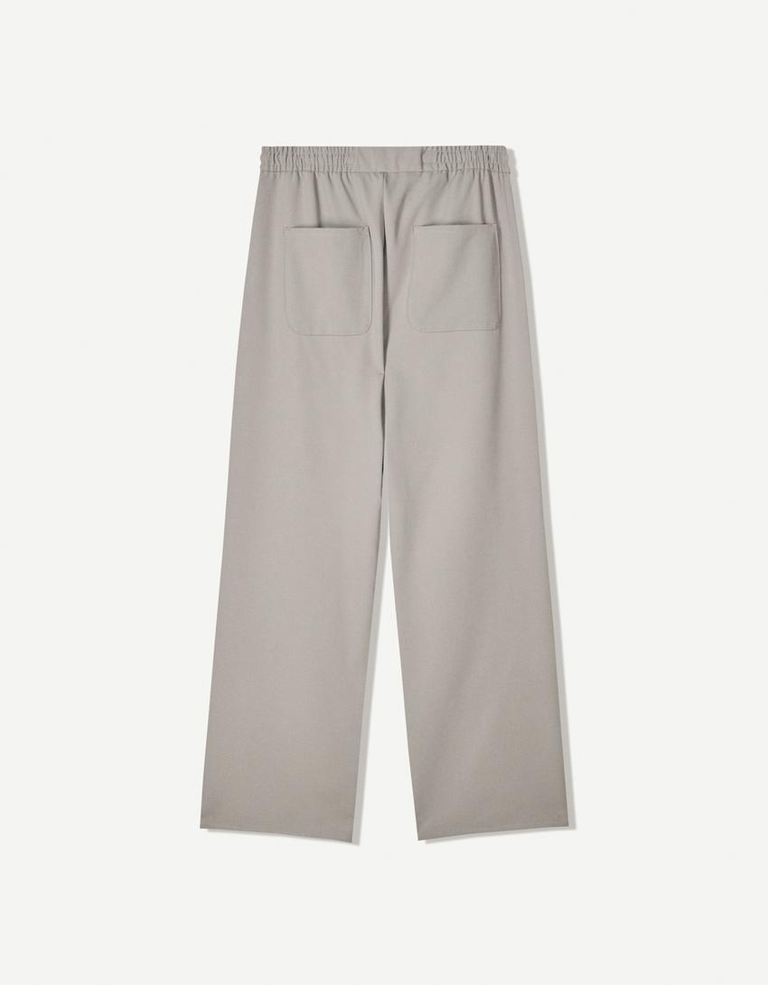 Straight fit jogger tailored pantolon-Kum rengi-4