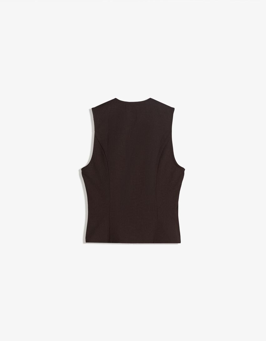 Top with zip-Brown