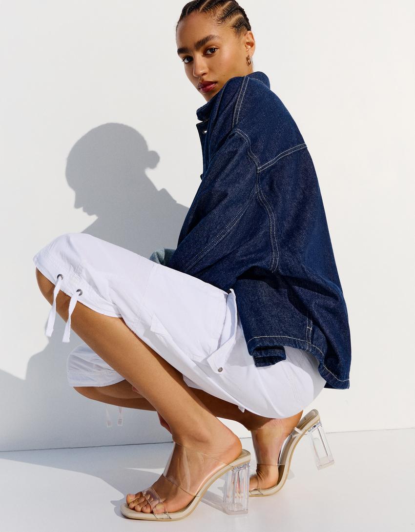 Vinyl heel sandal-Sheer