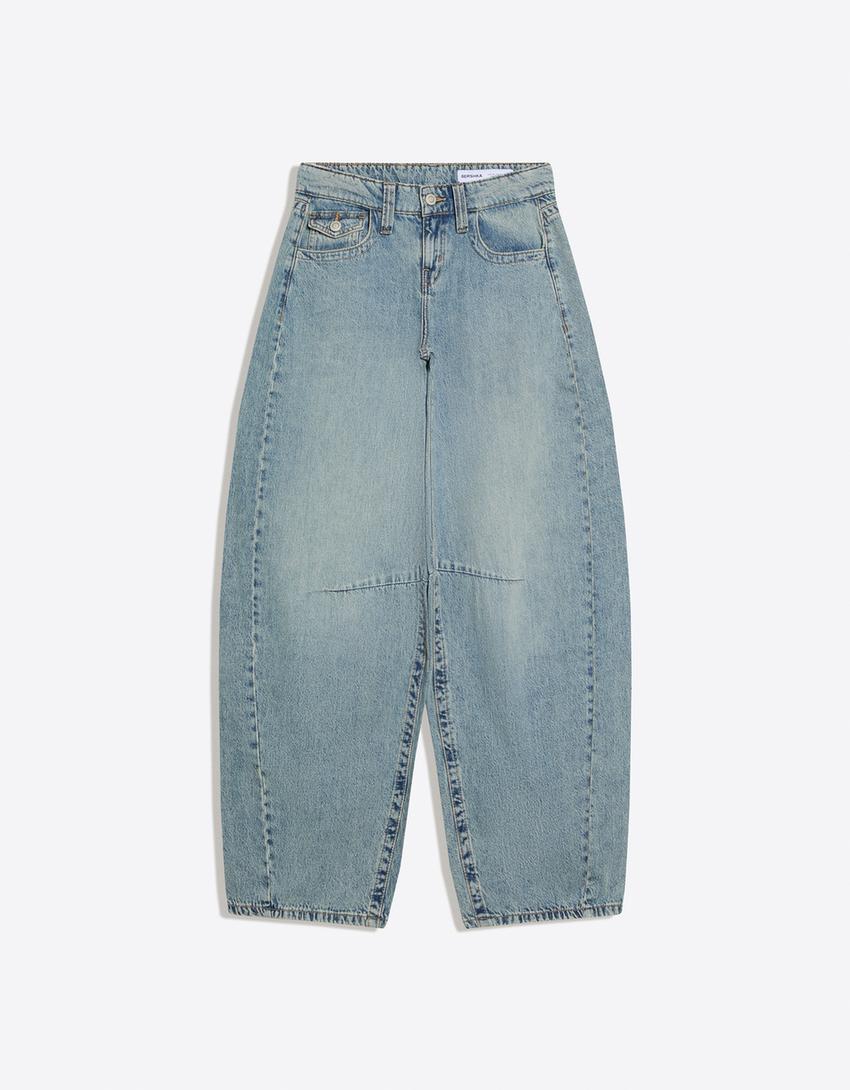 Loose fit jeans med lav talje-Lyseblå