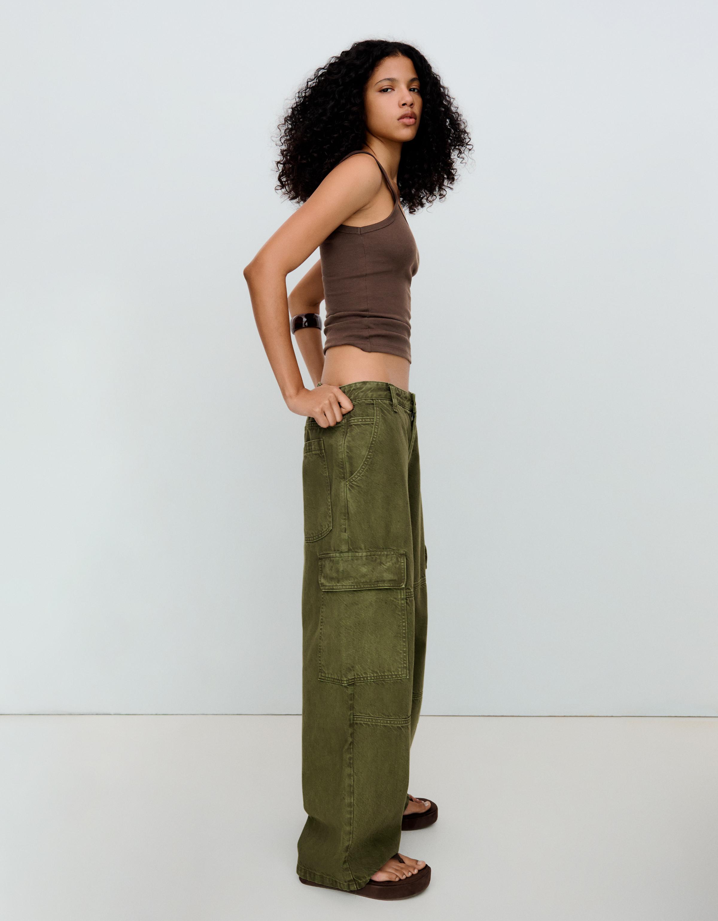 Ribbed vest top — Brown