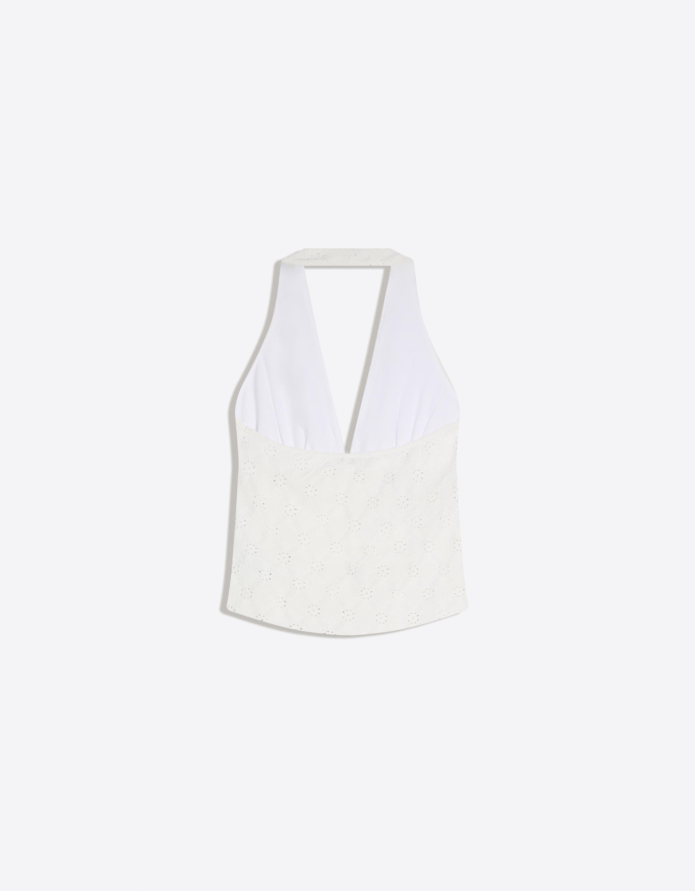 Halter yaka düğmeli bluz - Görsel 2