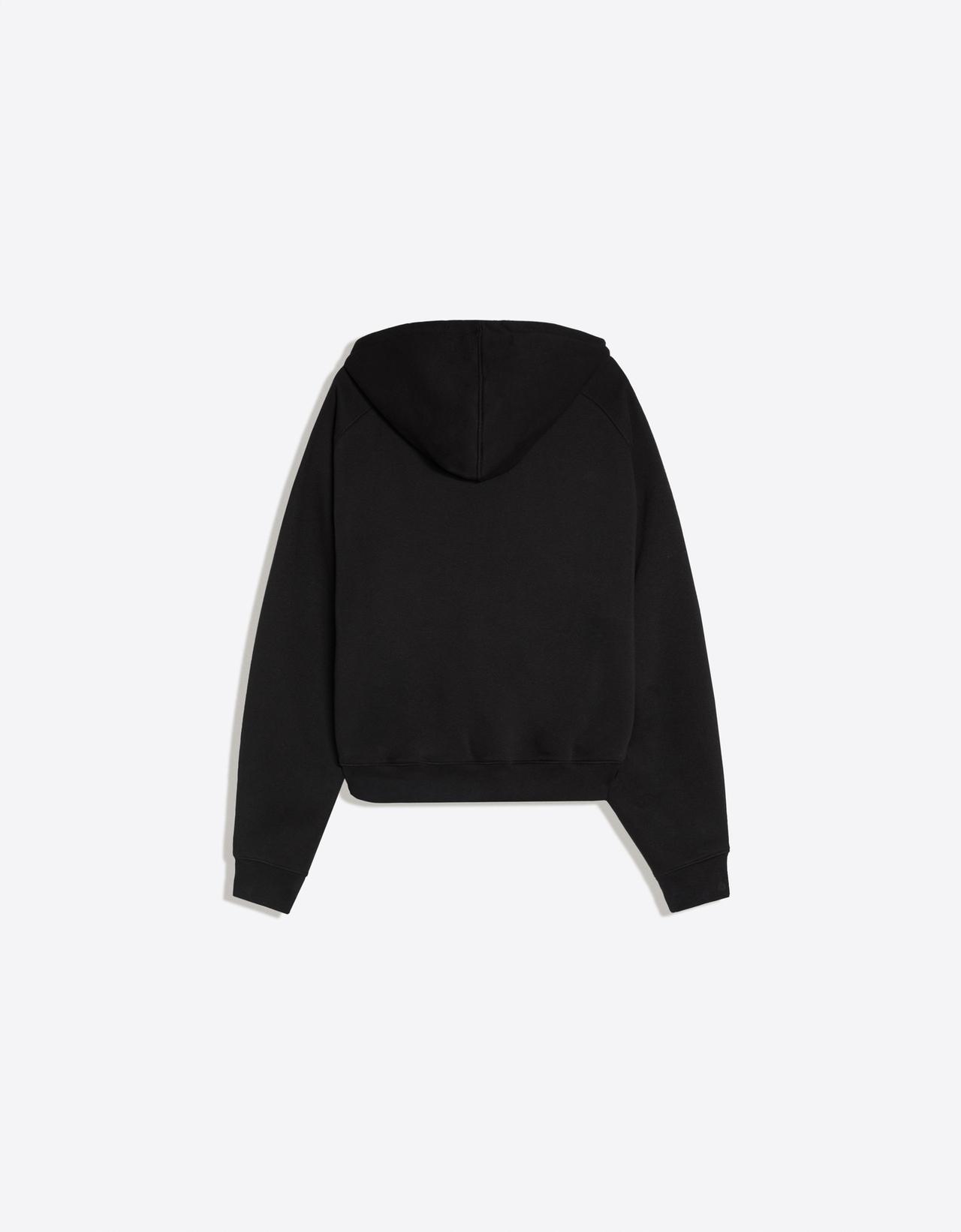 Contrast print hood sweatshirt — Black