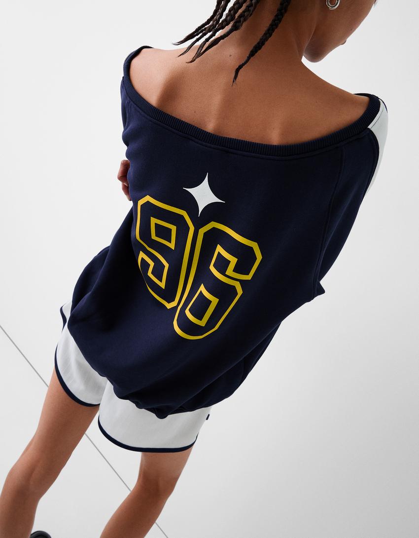 LA Galaxy print Bardot sweatshirt-Dark blue