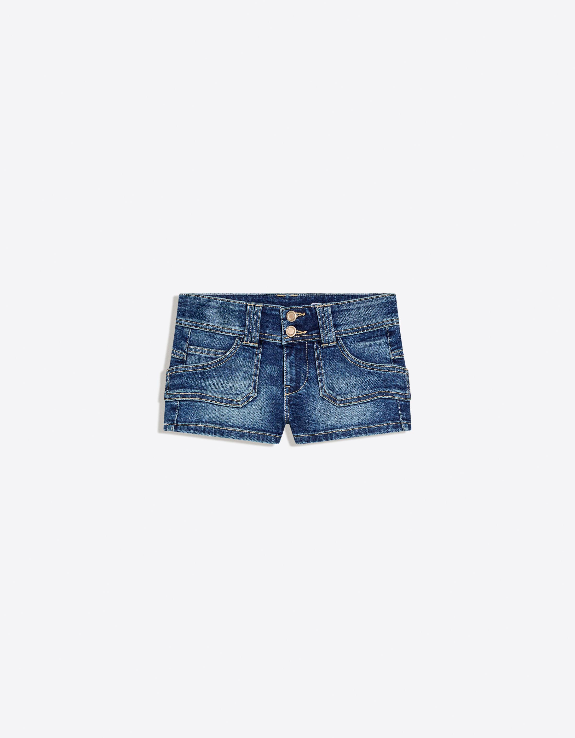 Embroidered denim mini shorts
