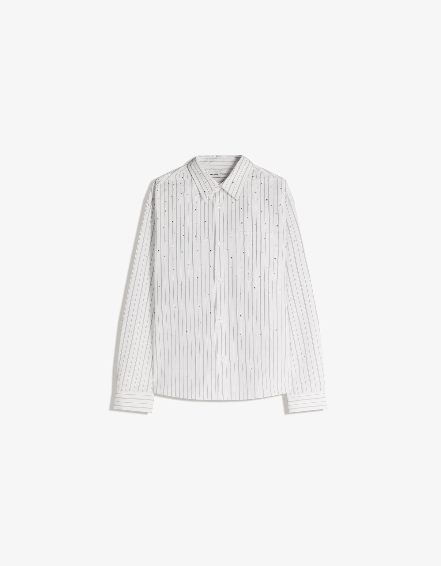 Bershka koszula boxy z ćwiekami biały