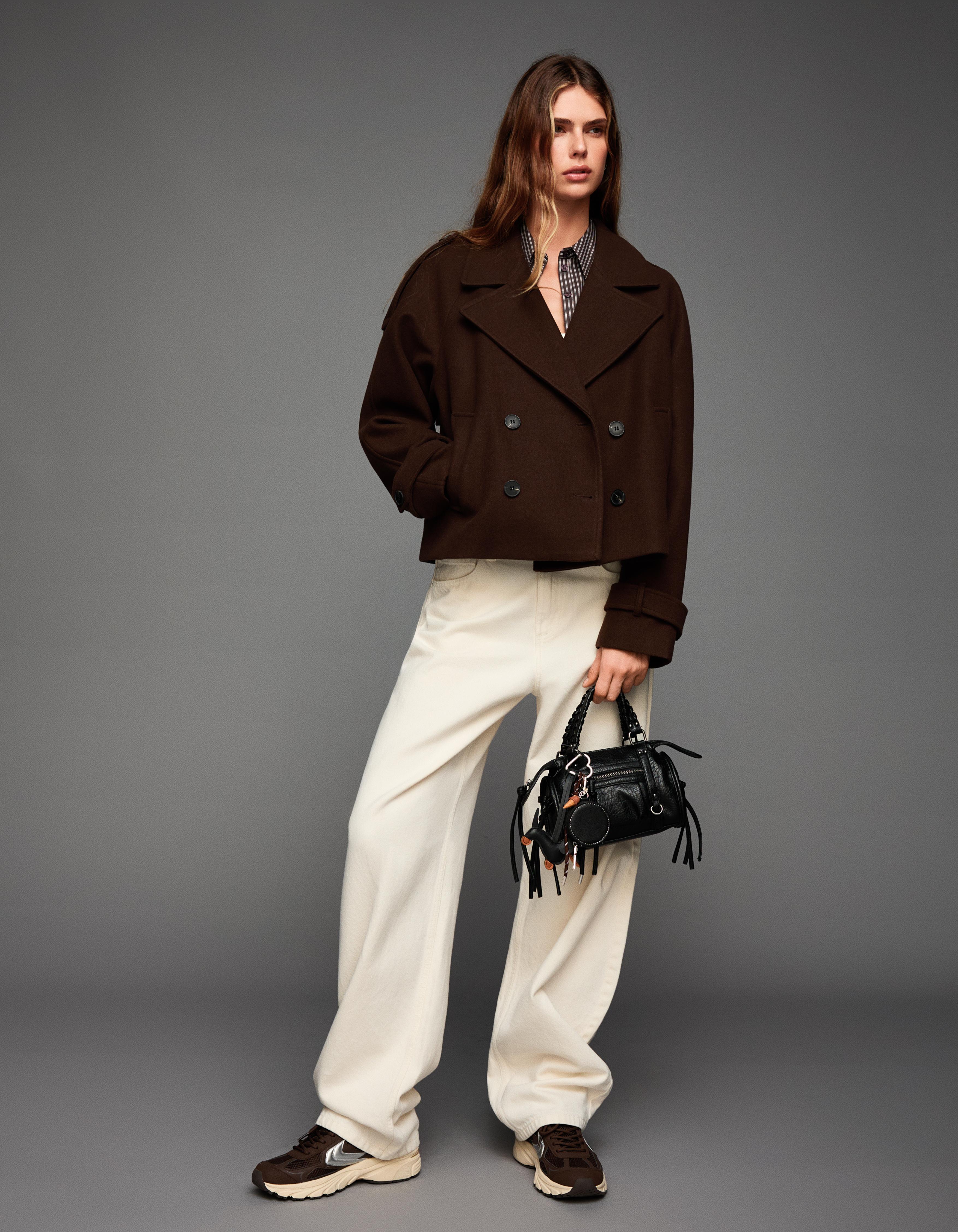 Bershka Weicher Trenchcoat Damen L Braun