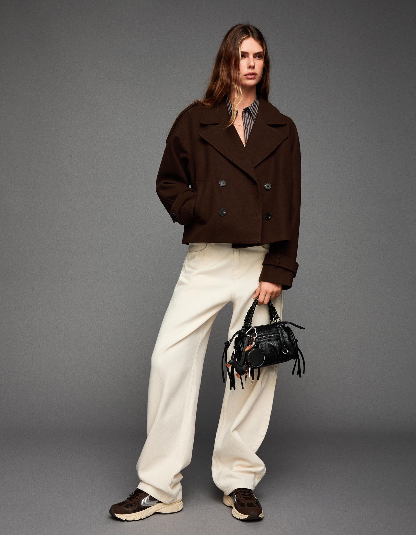 Bershka trencz soft brązowy