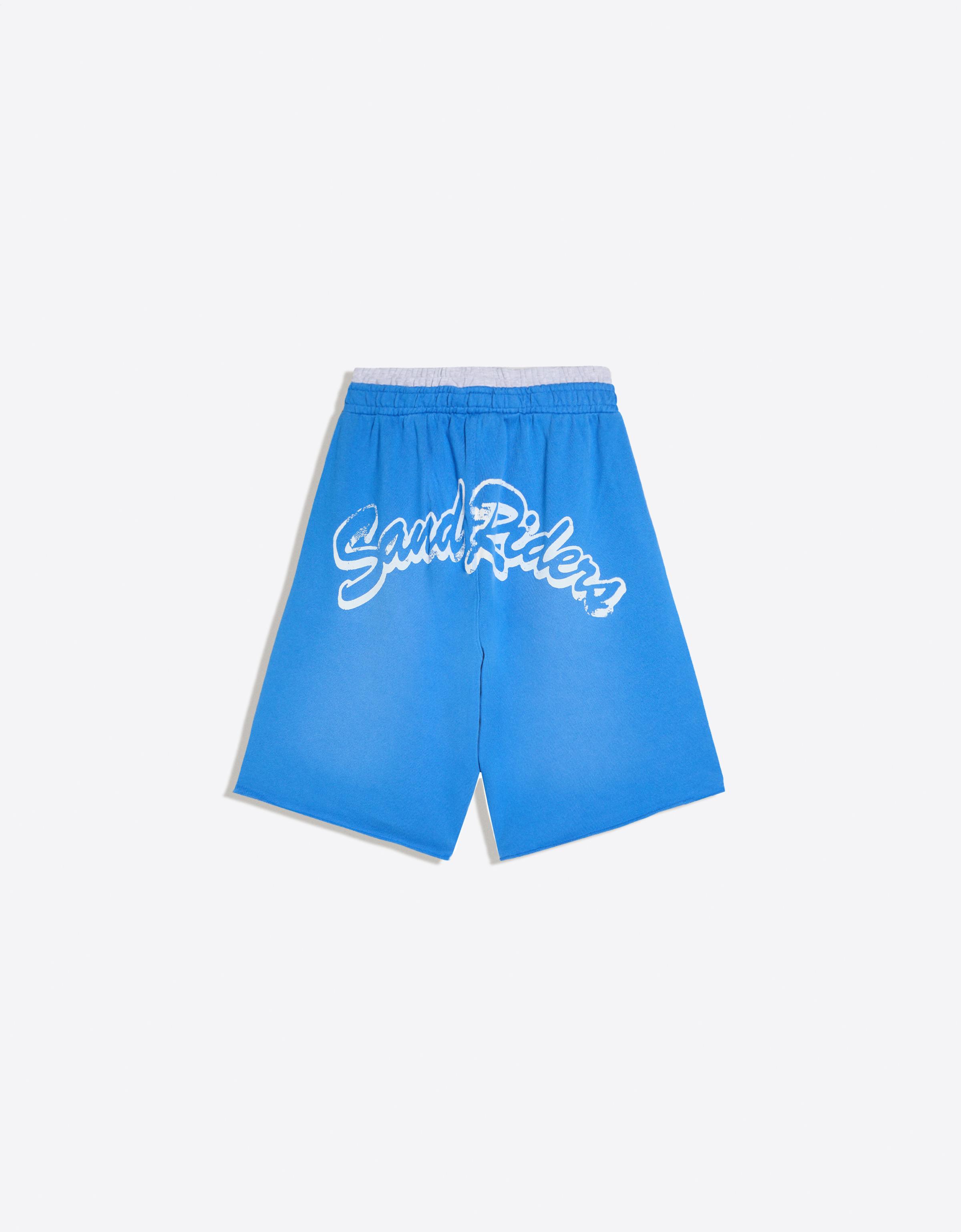 Double-waistband printed Bermuda shorts — Blue