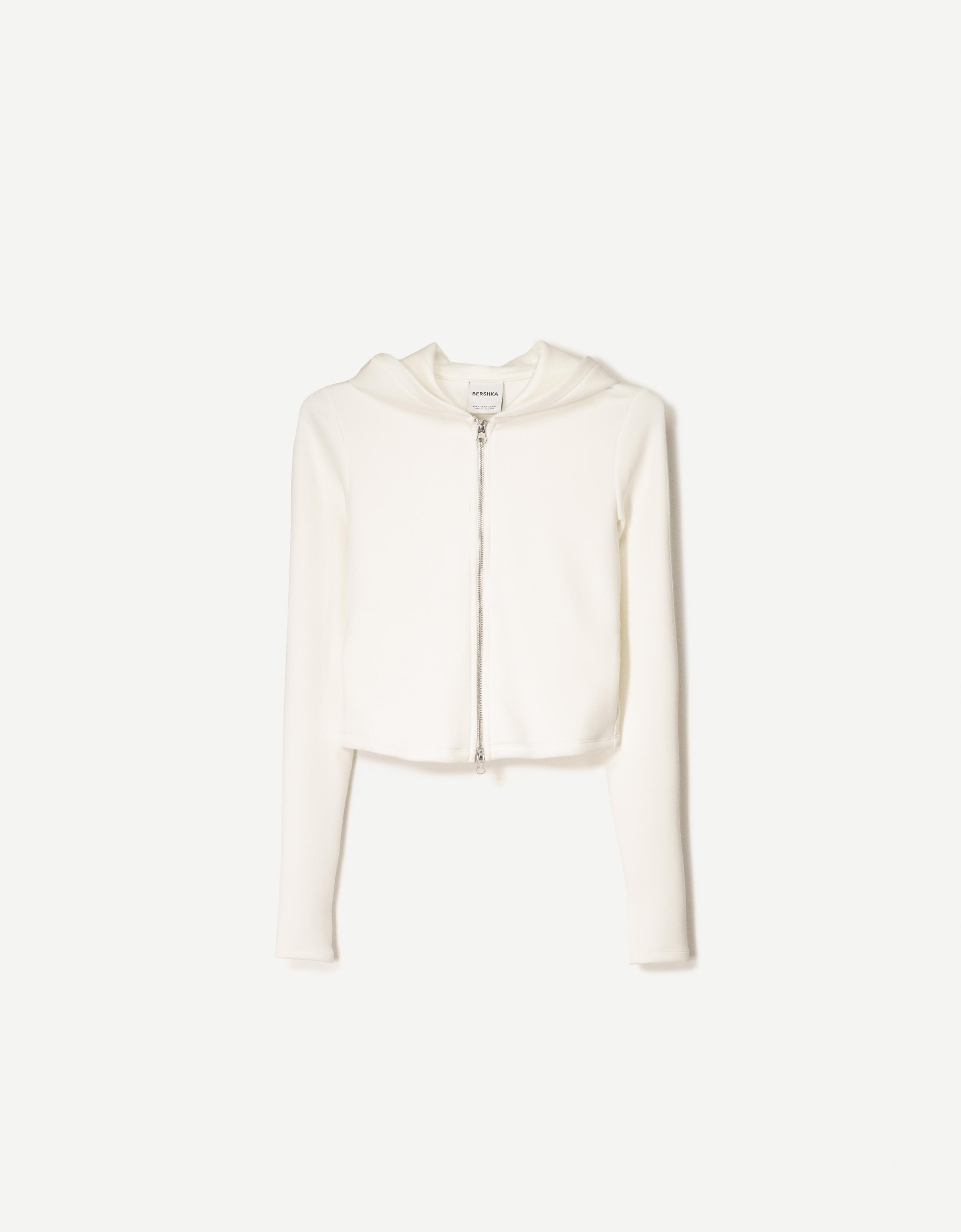 Soft zip-up modal hoodie — Cream