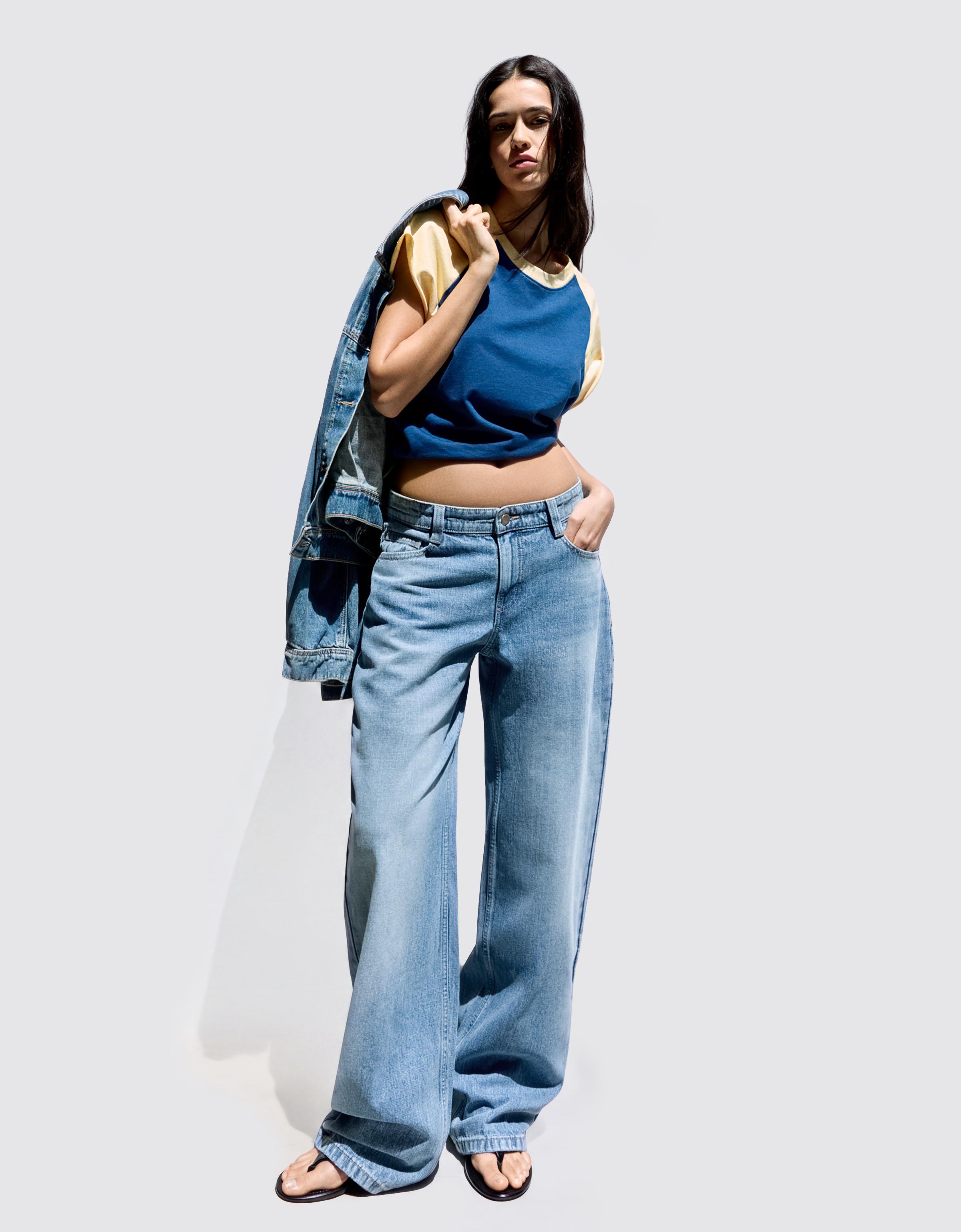 Low-rise baggy barrel jeans — Light blue