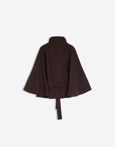 Cape jacket with funnel neck — Brown 6