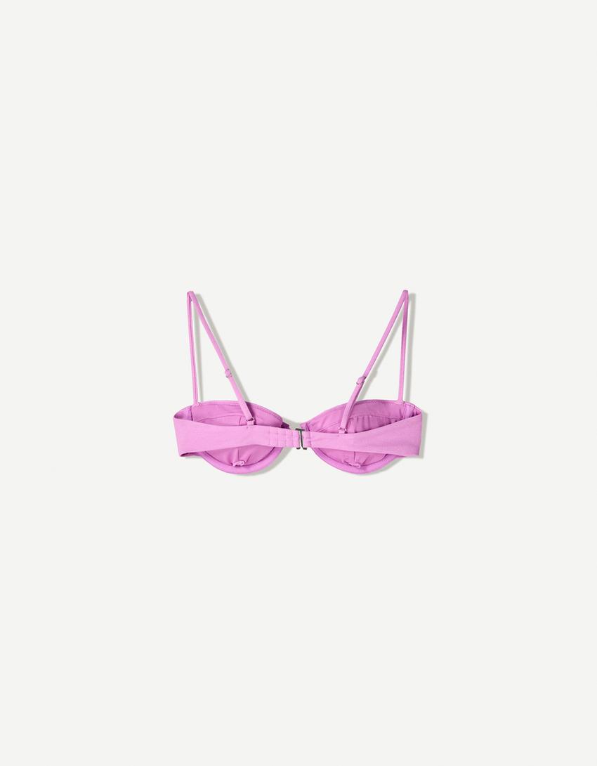 Błyszczący biustonosz od bikini z miseczkami-Fioletowy-1