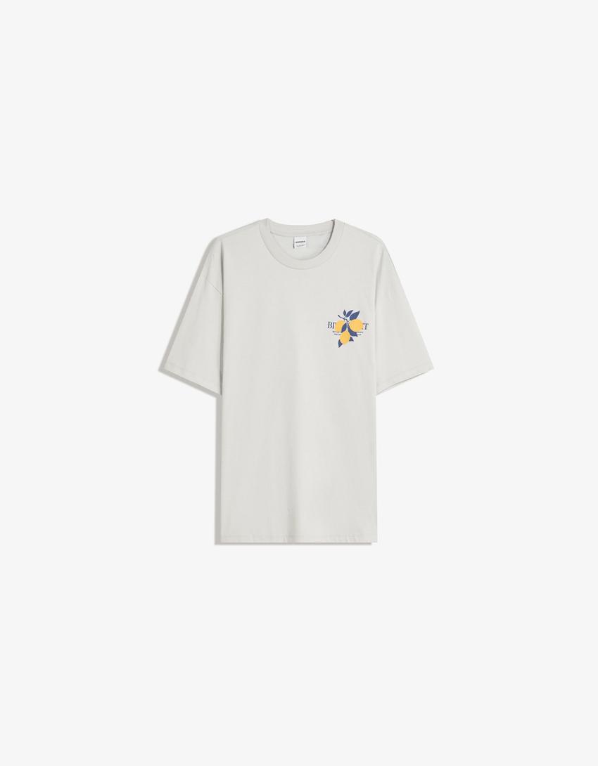 T-shirt manches courtes imprimé-Bleu clair-3