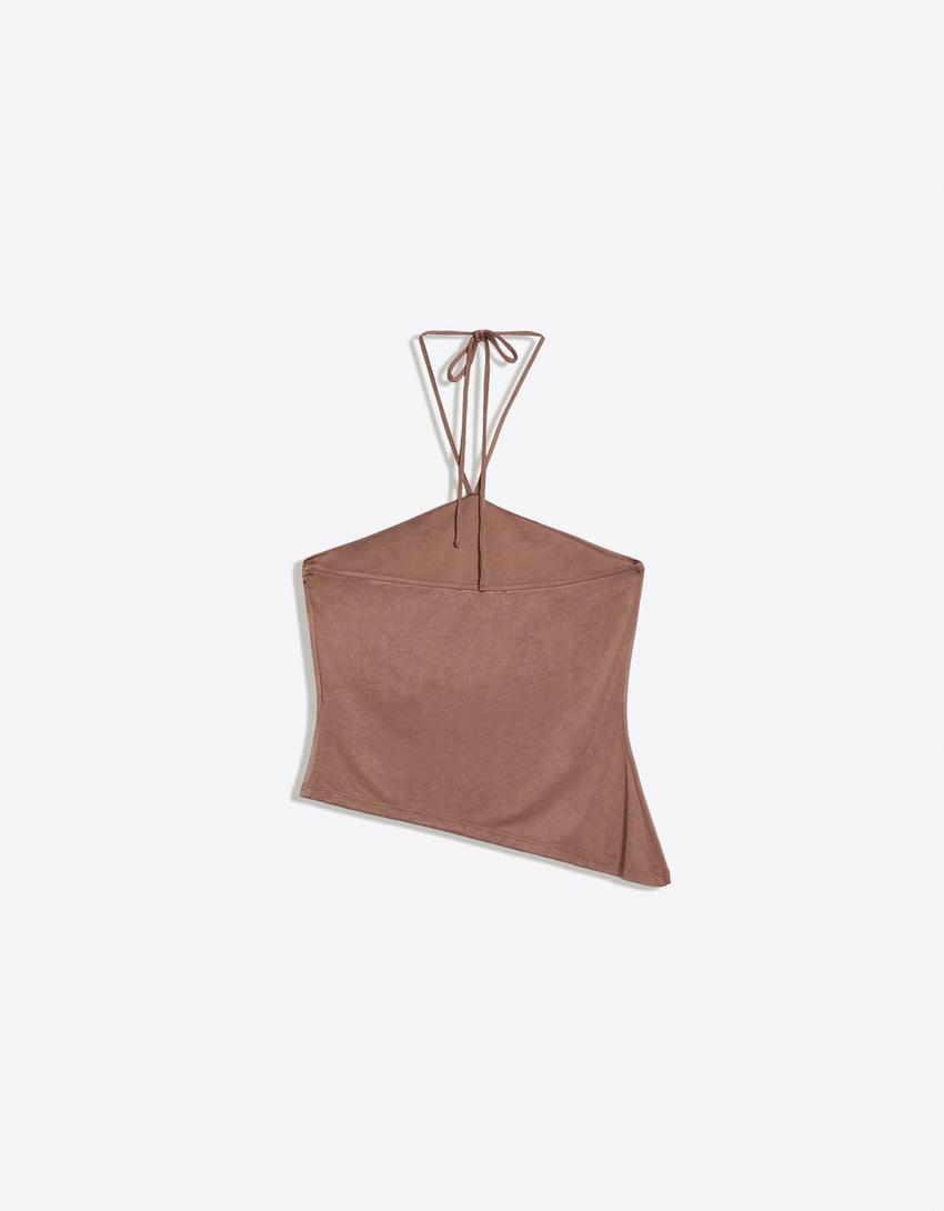 Studded halter top-Brown