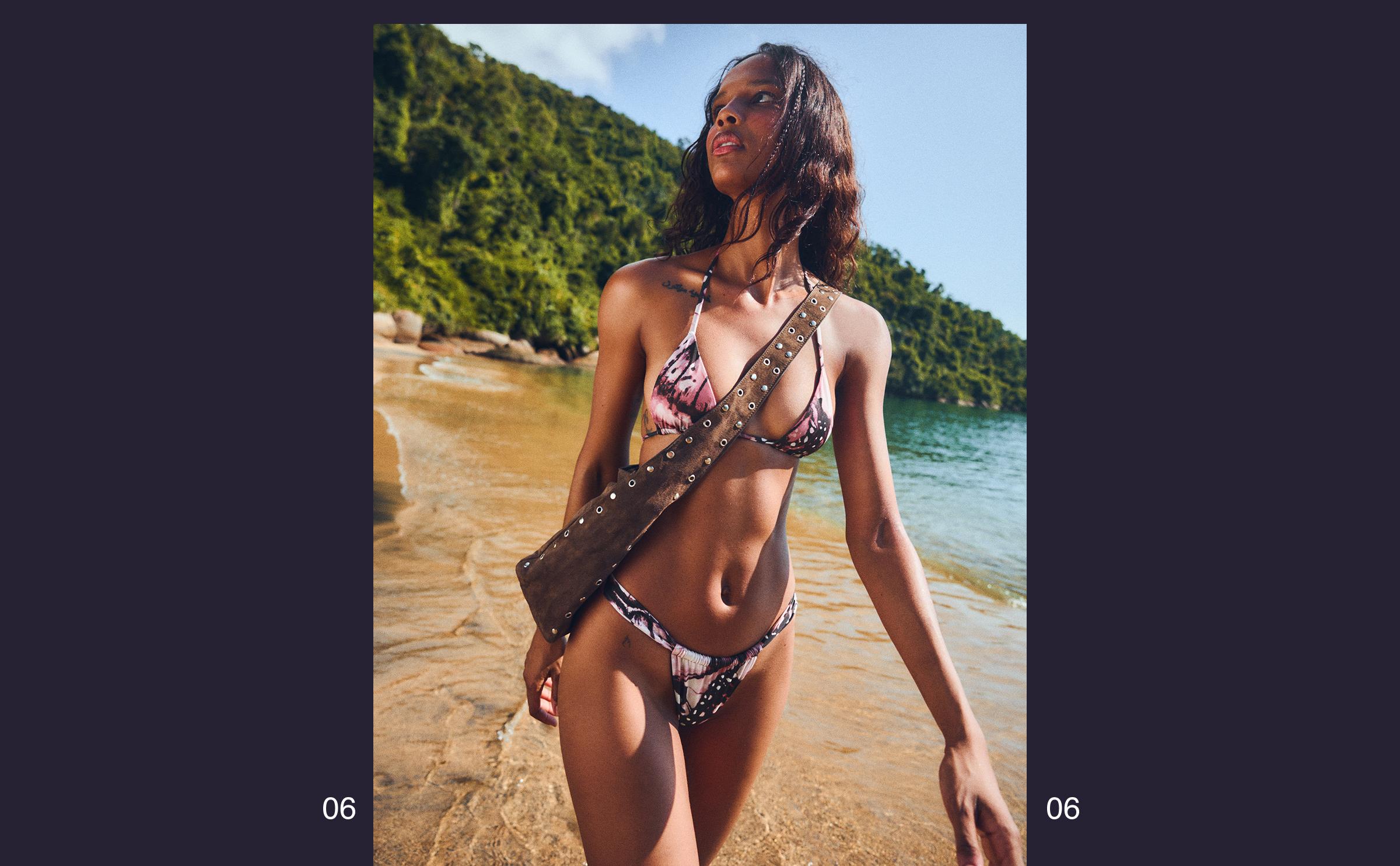 Print triangle bikini — Fuchsia