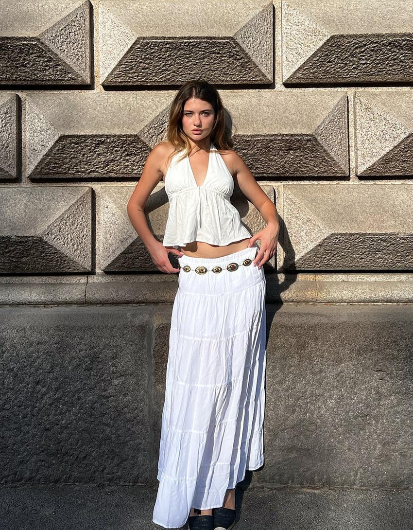 Jupe maxi boho-Blanc cassé-0