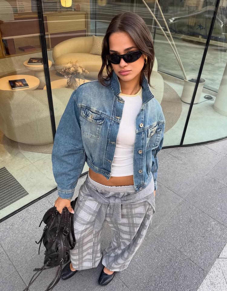 JACHETĂ DENIM BALLOON FIT CROPPED