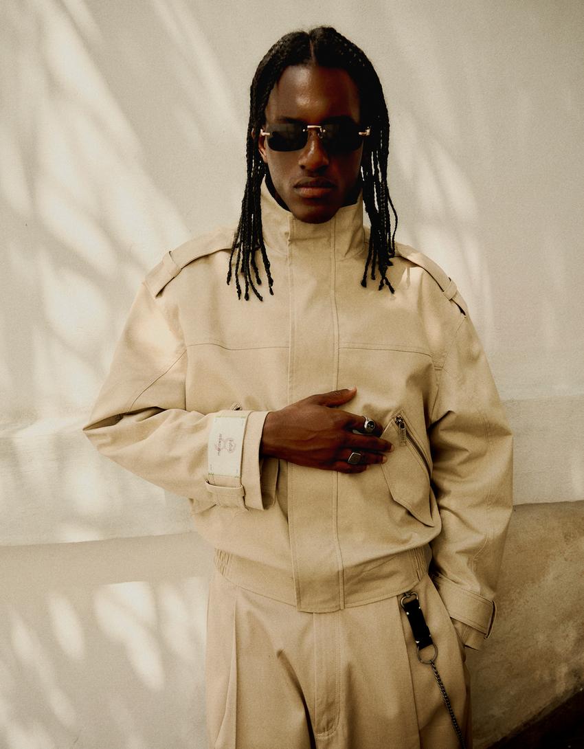 Cropped trench coat-Camel