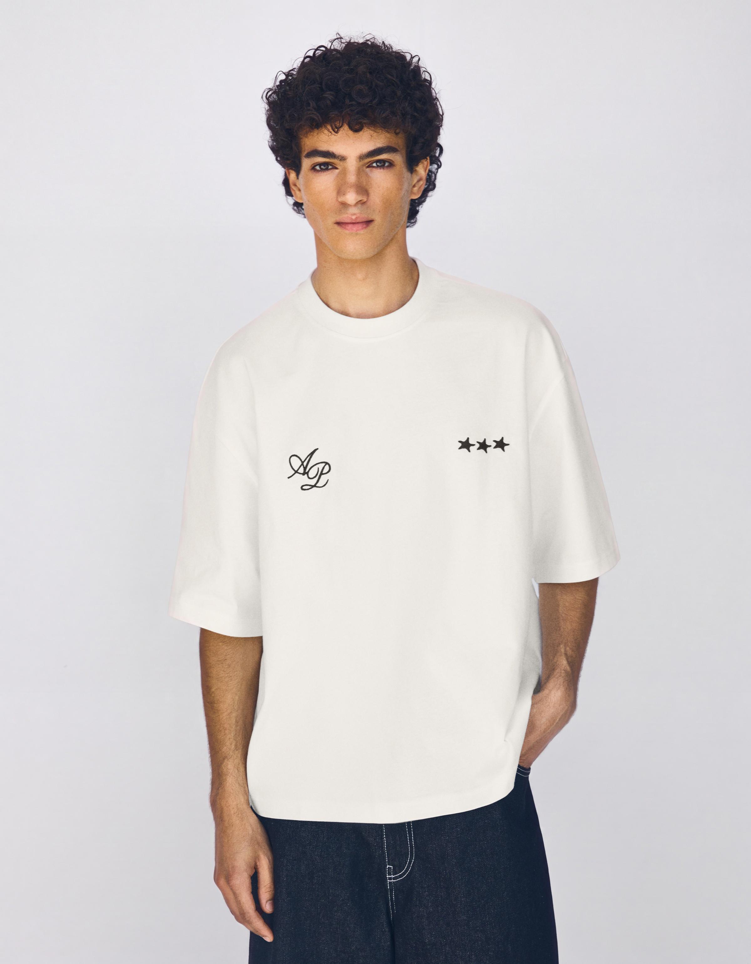 Embroidered boxy T-shirt — Off white