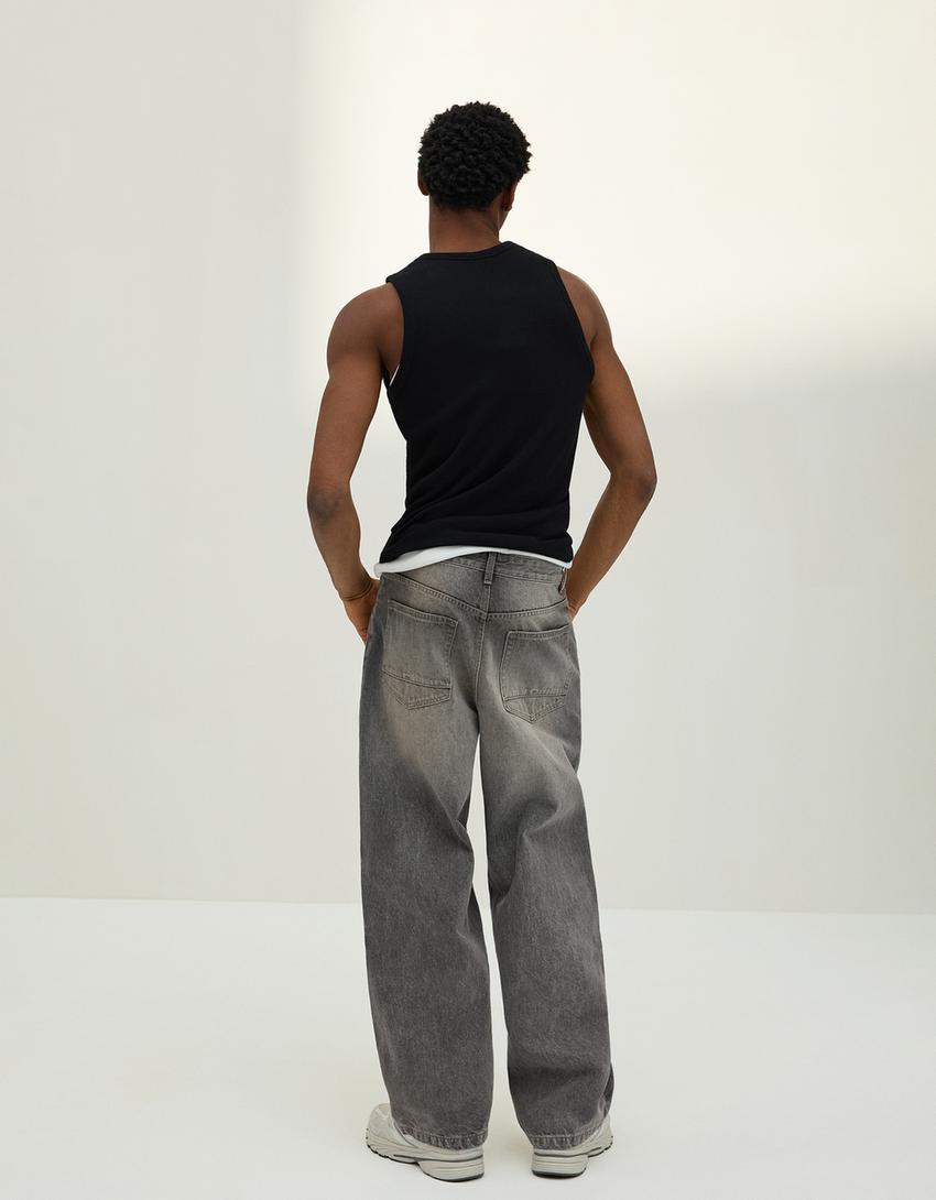 Jeans super baggy-Gris