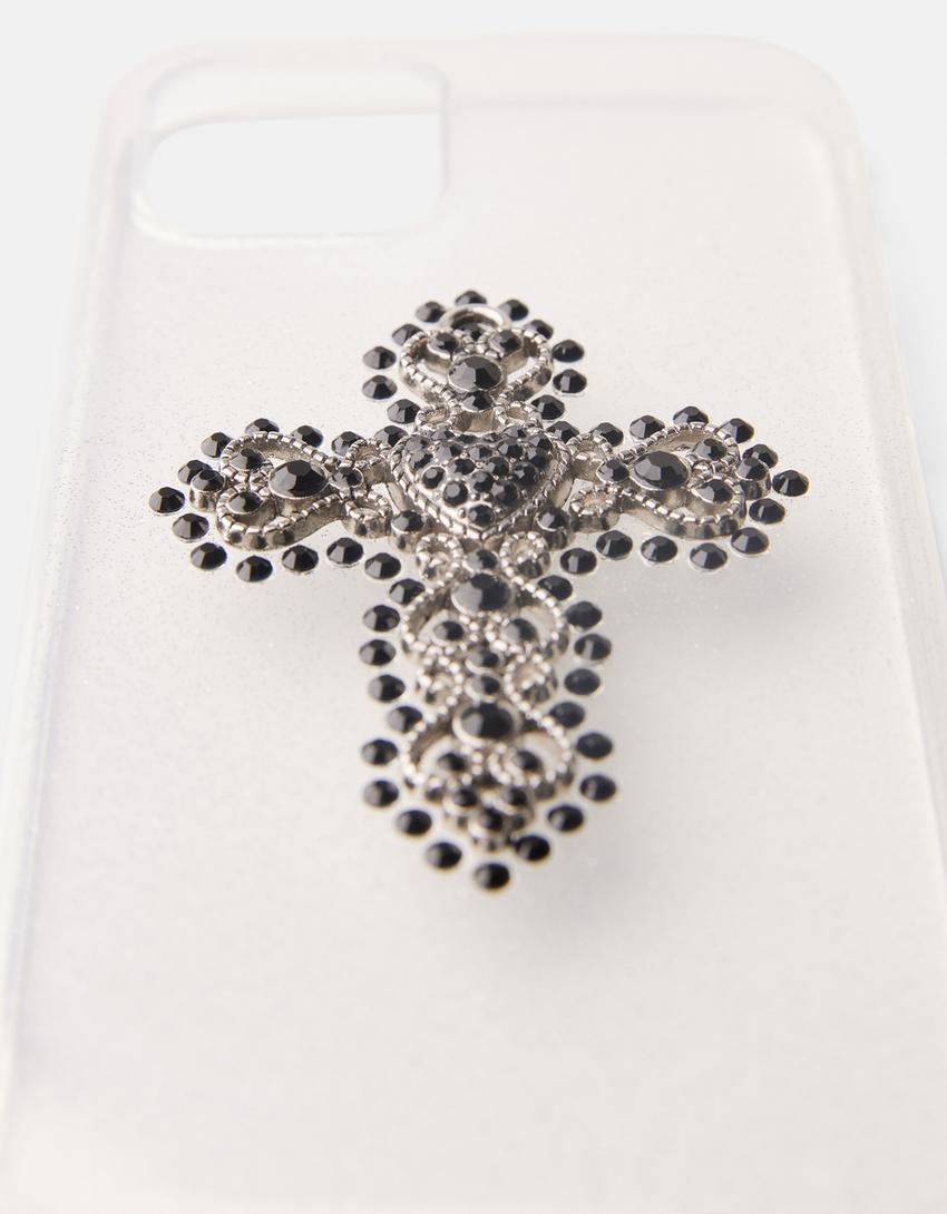 Coque mobile croix strass-Noir-3