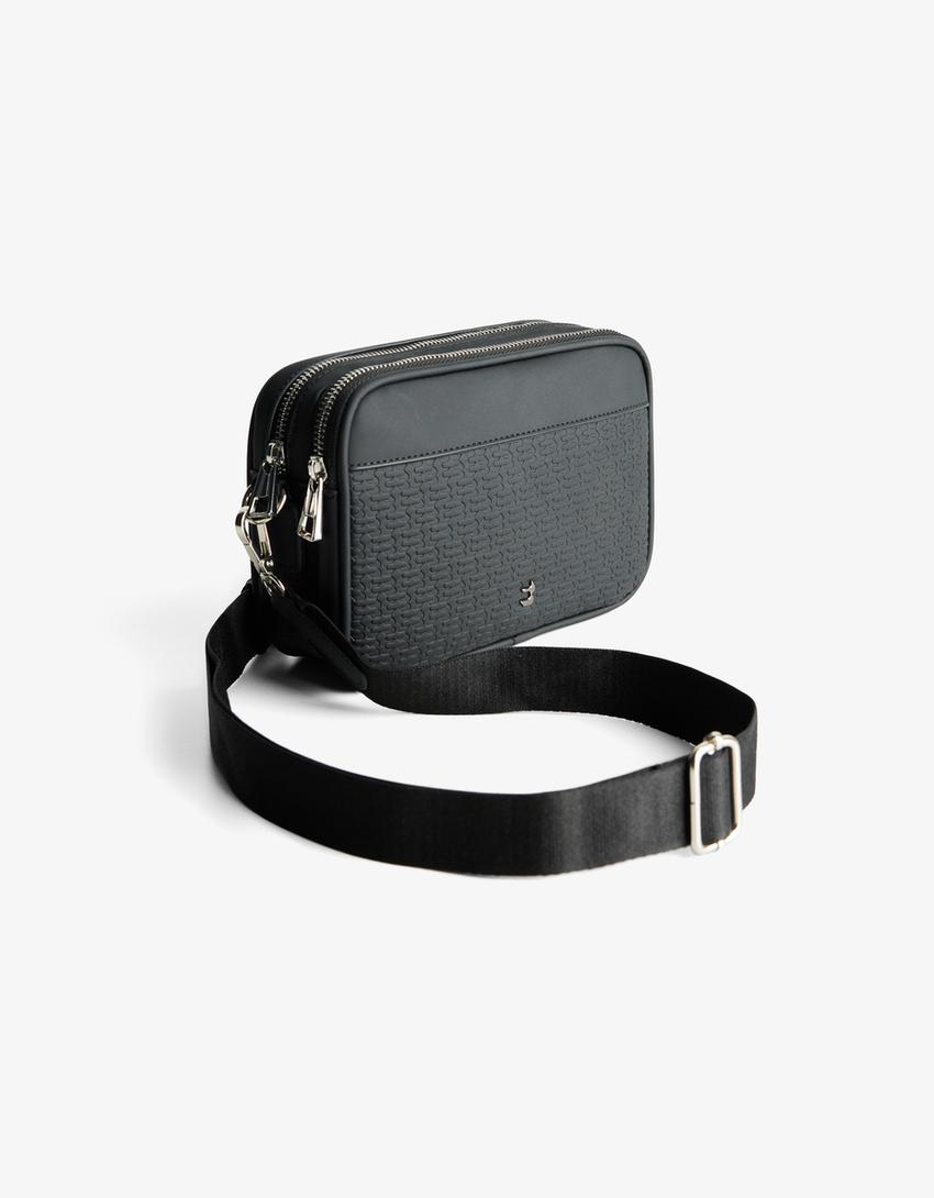 Crossbodytas met reliëf ontwerp-Zwart-1