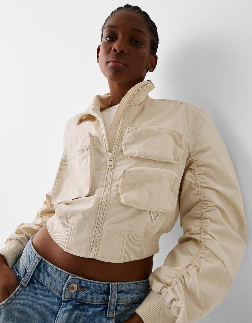 Blouson léger poches-Écru-2