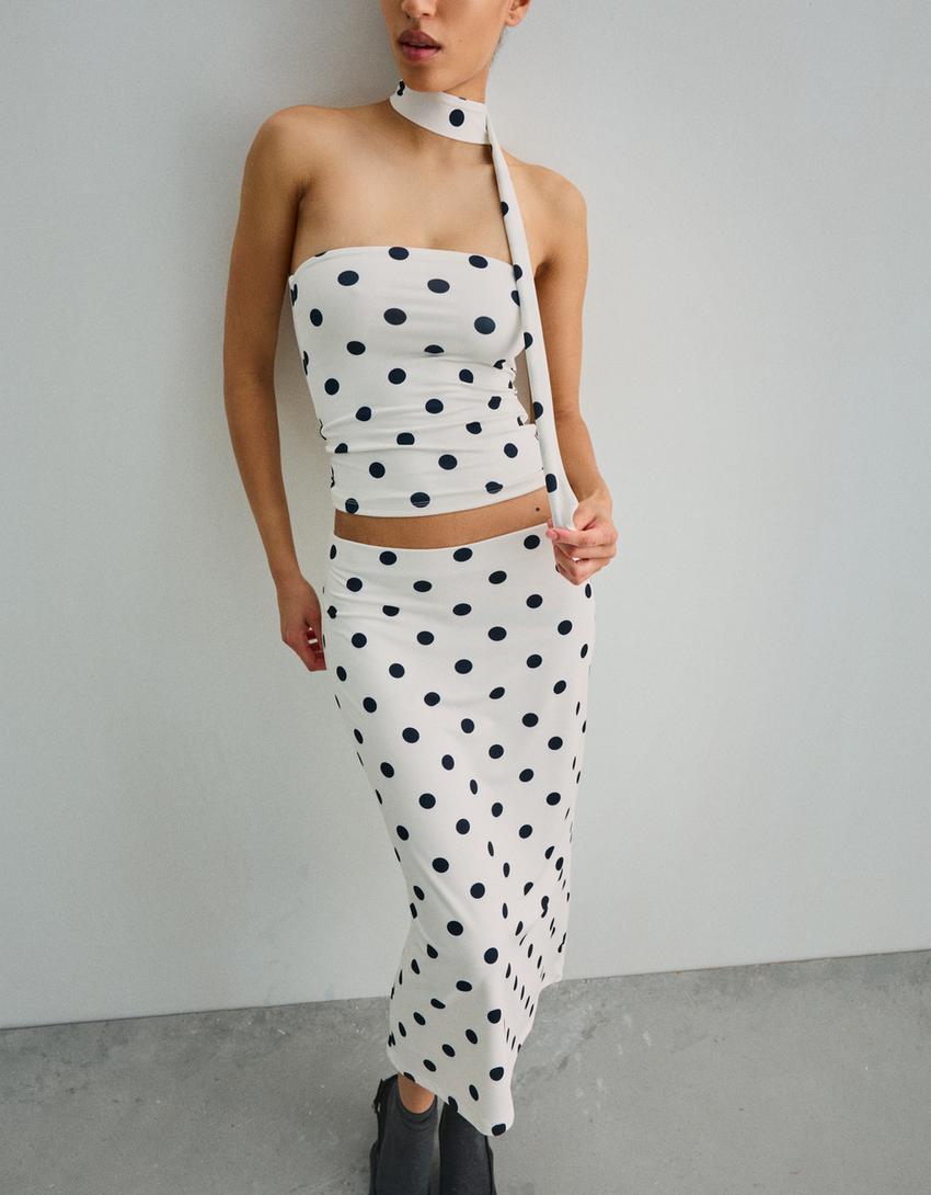 Set top y falda midi print-Set top y falda midi print