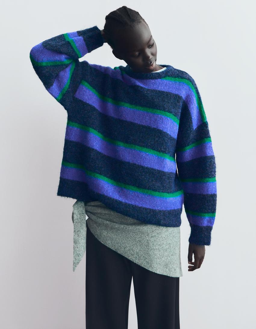 Multi-stripe sweater-Blue