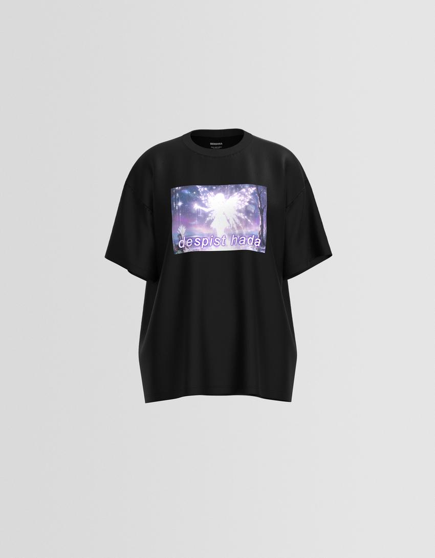 Short sleeve T-shirt with print-Black-3
