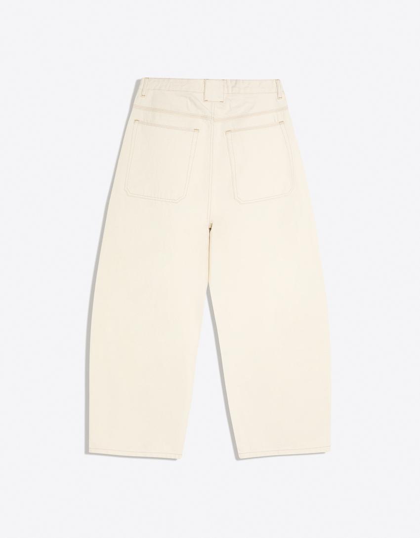 Barrel jeans-Cream