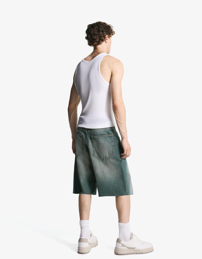 Calções bermuda super baggy fit-Verde-1
