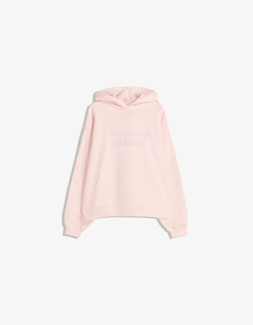 Jersey capucha print-Rosa