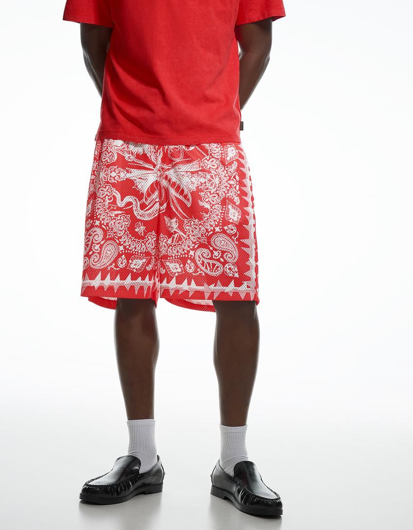 Bermuda relaxed fit ARIES X BERSHKA-Rojo