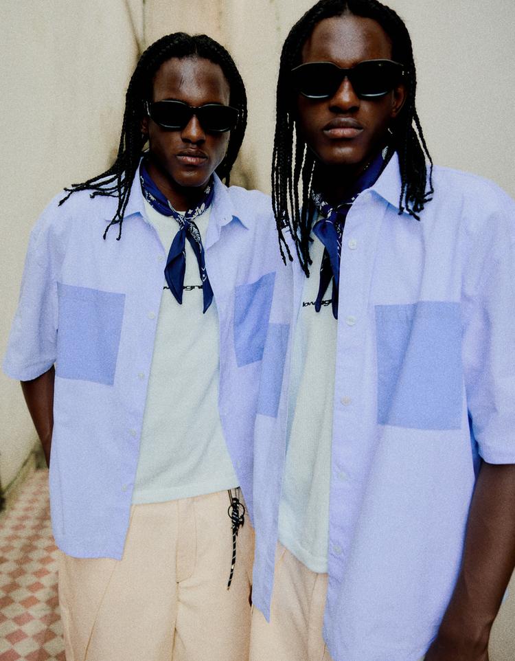 Oversize çizgili kısa kollu gömlek