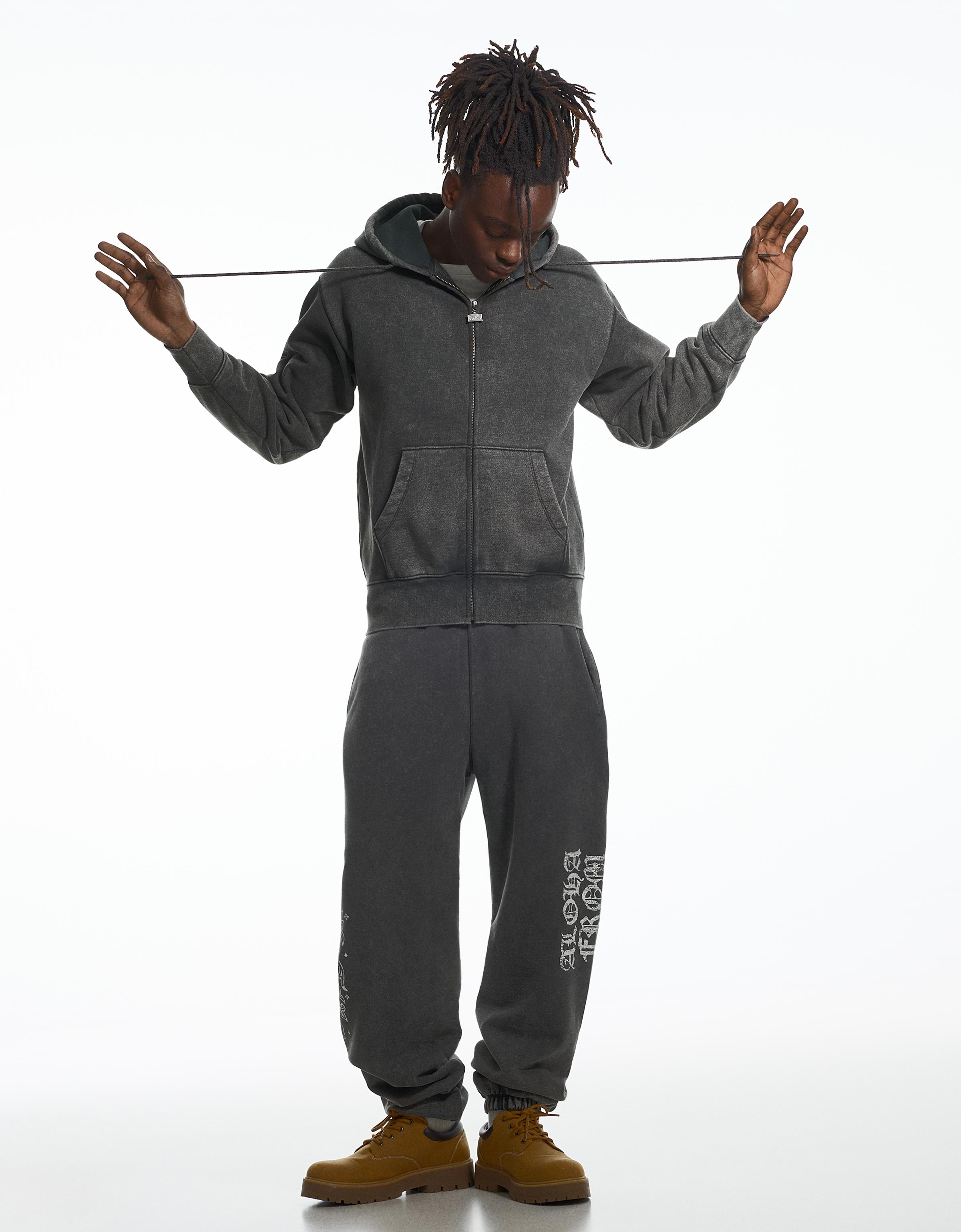 Bershka Yıkama efektli ARIES X BERSHKA jogger fit pantolon görsel 4