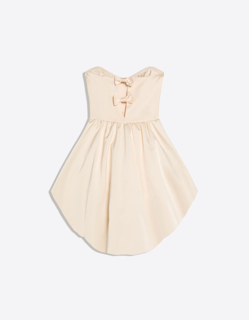Satin bustier dress-Cream