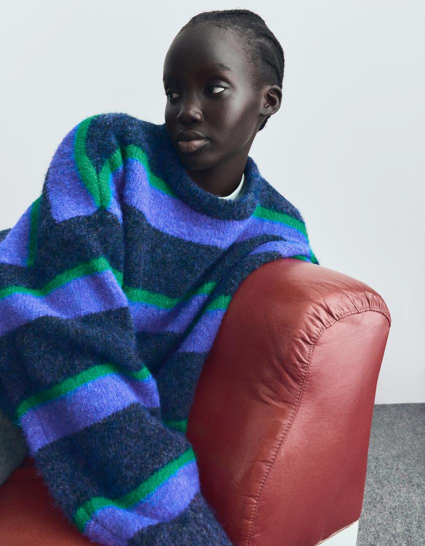 Multi-stripe sweater-Blue