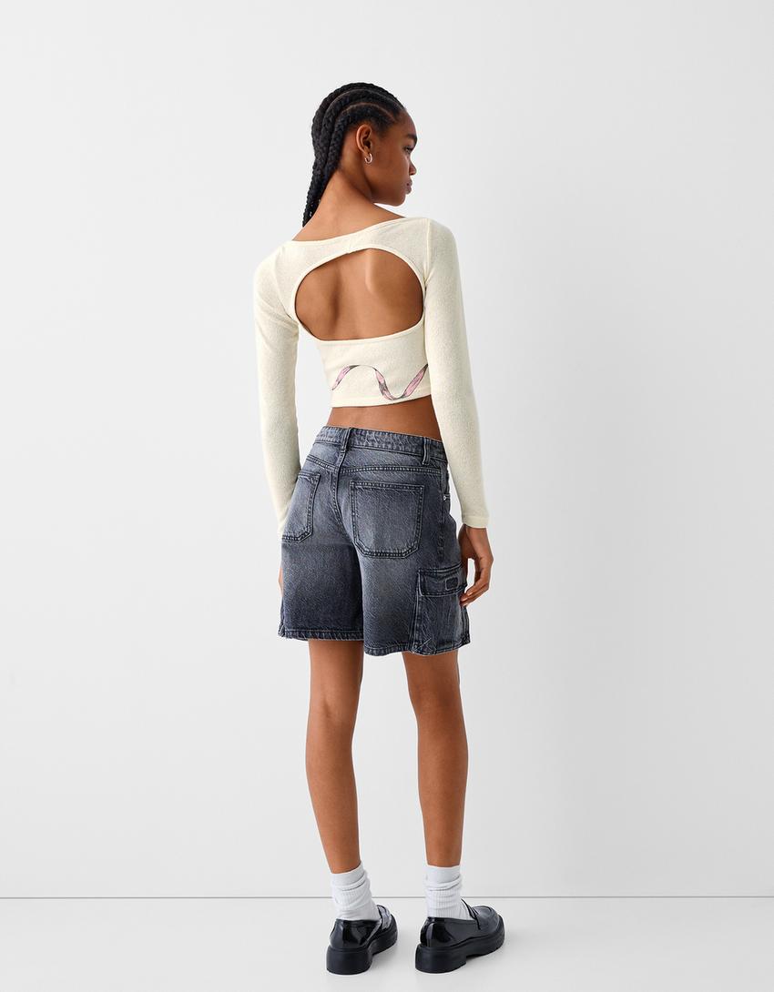 Pull manches longues imprimé-Écru-1